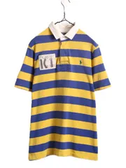 【お得なクーポン配布中!】 90s ポロ ラルフローレン ボーダー 半袖 ラガー シャツ メンズ L 古着 90年代 オールド 半袖シャツ ラグビーシャツ ヘビーウェイト 2トーン
