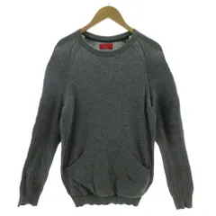 ザラマン ZARA MAN ニット セーター 丸首 長袖 ラグランスリーブ カンガルーポケット グレー S