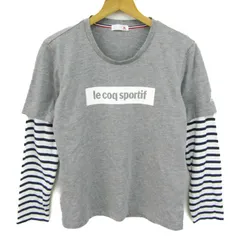 ルコックスポルティフ 長袖Ｔシャツ トップス レイヤード ボーダー スポーツウエア レディース Lサイズ グレー×白 le coq sportif 【中古】