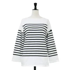SAINT JAMES セントジェームス Tシャツ ホワイト ブラック 白黒 サイズ:XS / ナヴァル ボーダー 長袖 Tシャツ / NAVAL バスクシャツ ボートネック コットン / トップス カットソー / フランス製【レディース】【中古】