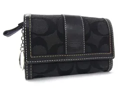 COACH コーチ シグネチャー キャンバス×レザー コインケース コインパース 小銭入れ カードケース  ブラック系 DJ1318