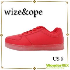 wize & ope ローカットスニーカー レッド US6 約24cm 光る ワイズアンドオープ