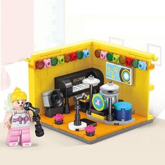 8969-3 鋼琴、鼓、現場音樂表演小屋 套裝 兼容 套裝 兼容品 城市 益智玩具 禮物 迷你人偶 免運 全新 未使用品 便宜 郵局