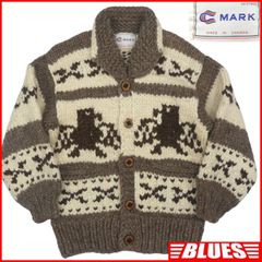 MARK マーク カウチン セーター ニット カナダ XL 古着 メンズ 茶　ベージュ 鳥 イーグル メープルボタン カウチンセーターサイズXL一覧←SEULB屋着古← HH9861