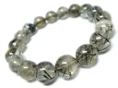 「1点もの 現品」「スモーキー」 ブラックルチルクォーツ ルチルクォーツ ブレスレット 11mm パワーストーン ブレスレット