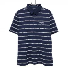 【超美品】キャロウェイ 半袖ポロシャツ ネイビー×白 ロゴボーダー メンズ 3L ゴルフウェア 大きいサイズ Callaway