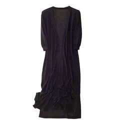 【人気商品】[SARADEMUNT] サラデマント カーディガン レディース ロング丈 ニット UVカット 冷房対策 スリット 着痩せ おしゃれ 薄手 七分袖 無地 シンプル シースルー 羽織り ゆったり 通勤 OL 春 夏 秋 220319-R