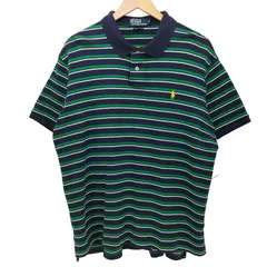 ポロバイラルフローレン Polo by RALPH LAUREN 90S ボーダー柄 ポニー刺繍 ショートスリーブポロシャツ メンズ  XXL