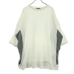 niko and... ニコアンド 半袖 ラウンドネック カットソー M ホワイト 生地切り替え メンズ 古着