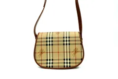 バーバリー ショルダーバッグ ノバチェック シャドーホース フラップ 斜め掛け PVCレザー 茶 ブラウン Burberry 2271h