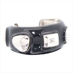 シャネル CHANEL ボリューム バングル ココマーク レディース ブラック シルバー【中古】