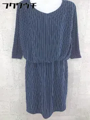 ◇ UNITED ARROWS ユナイテッドアローズ ストライプ 七分袖 ミニ ワンピース ネイビー レディース 【中古】 【1002801722821】