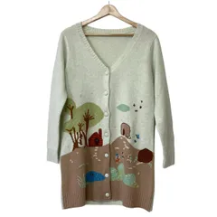 franchelippee(フランシュリッペ) カーディガン サイズM レディース - ライトグリーン×ライトブラウン×マルチ 長袖/刺繍