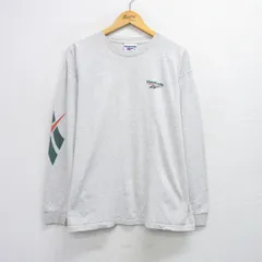 XL/古着 リーボック 長袖 ビンテージ Tシャツ メンズ 90s ビッグロゴ 大きいサイズ コットン クルーネック 薄グレー 霜降り spe 25jul26 中