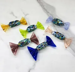 60\"sヴィンテージ　 ベネチアンガラス　ムラーノ　手吹き工芸品　キャンディ皿 60 sヴィンテージ ベネチアンガラス ムラーノ 手吹き工芸品
