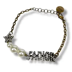 Christian Dior クリスチャンディオール　ブレスレット　ゴールド金具　パール　スター　ラインストーン　ヴィンテージ加工