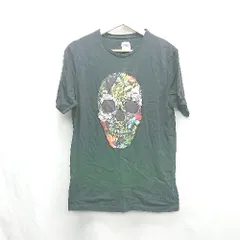 ◇ ⊂ ZARA ザラ 総柄 ドクロ装飾 半袖 Ｔシャツ サイズS ブラック マルチカラー レディース E  【1502030020076】