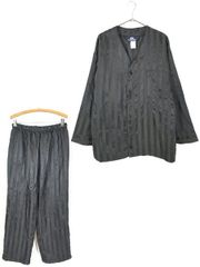 古着 90s USA製 STAFFORD 同色 ストライプ ノーカラー シャツ 