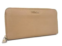 ■美品■ FURLA フルラ レザー ラウンドファスナー 二つ折り 長財布 ウォレット 札入れ 小銭入れ レディース ベージュ系 DF7167