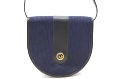 クリスチャン ディオール ヴィンテージ トロッター ショルダーバッグ ロゴ キャンバス 紺 ネイビー Christian Dior 2724h