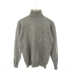 ポロ バイ ラルフローレン Polo by Ralph Lauren ヴィンテージ ニット セーター タートルネック 長袖 ウール ロゴ刺繍 L グレー /MN22 ■GY18