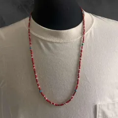 ネイティブ ロングビーズネックレス 赤 75cm ターコイズ メンズ レディース