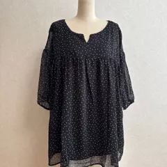 KN3046 ＊5L 大きいサイズ　インナー付きチュニックシフォン　黒