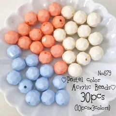 ♡no.679パステルカラーアクリルビーズ3色セット♡春夏ピンクレトロかわいい