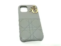 ChristianDior クリスチャンディオール レディディオール カナージュ レザー iPhone 12対応 アイフォンケース グレー系 FJ2142