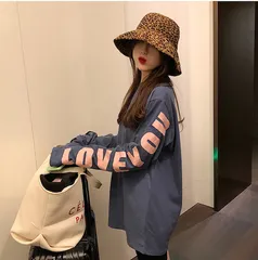 💝オープン記念セール中💝フォロー🈹クーポンご利用いただけます⭐️⭐️匿名配送⭐️ ロンT カットソー トップス 韓国 オルチャン レディース ストリート　ネイビー⭐️大人気商品です❤️