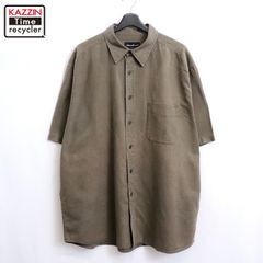 00s Eddie Bauer 無地 リネン×コットン 半袖シャツ メンズ 表記XLサイズ