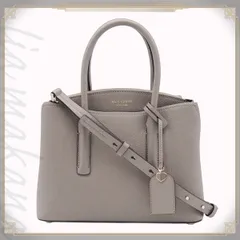 【中古】kate spade new york ケイトスペード ニューヨーク マルゴー ミディアム サッチェル バッグ ハンドバッグ ショルダーバッグ クロスボディバッグ 2WAY 肩掛け 斜め掛け レザー グレー ゴールド金具 PXRUA161