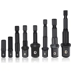 1/2インチ（8個入り） 3/8インチ 差込角1/4インチ 電動ドリル用 先端工具ビット インパクト用ソケットビット 変換 インパクトドライバー 六角シャンク ソケットアダプター 6.35mm ソケットアダプターセット 六角軸