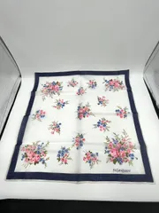 Yves Saint Laurent イヴサンローラン ハンカチ バンダナ ホワイト系 ネイビー縁 花柄 W48 H48