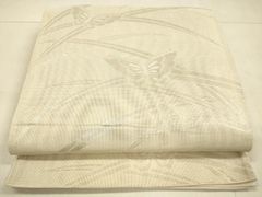 A5 夏物 絽綴れ 蝶 金銀糸 白地 紗 薄物 正絹 太鼓柄 松葉仕立て名古屋
