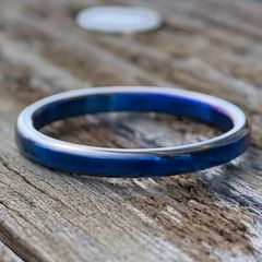 titanium ring b & s 9号 ブルーとシルバーが楽しめる指輪 リング