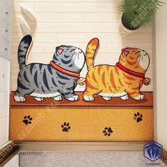 猫柄 動物 屋内玄関マット ドアマット 洗える 北欧 事務所 泥落とし 屋外屋内 業務用 オフィス モダン 撥水 家庭用 エントランスマット げ
