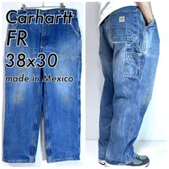 Carhartt カーハート FR W38 L30 グッドフェード 刺繍ピスネーム デニム ペインターパンツ CAT2 ワークパンツ ジーンズ Original Fit オリジナルフィット ワイドバギー FRB13DNM 10s メキシコ製 p25033164