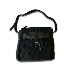 PRADA LEATHER NYLON SHOULDER BAG