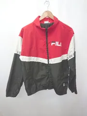 ◇ ⊇ lovetoxic × FILA フィラ キッズ 子供服 長袖 ウインドブレーカー サイズ160 レッド マルチ E  【1411130009464】