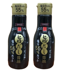 鹿児島の甘い醤油　かねよ　減塩　旨だし醤油　200ml ×２本組　  塩分55％カット　かつおだし　納豆・冷奴・刺身・鳥刺しのタレにも最適　賞味期限約１年半