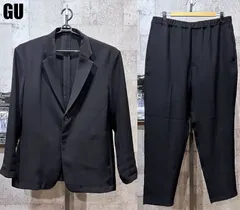 美品 GU ウォッシャブルコンフォートジャケットSW/パンツ 上下セットアップ 黒 XL メンズ ブラック ストレッチ