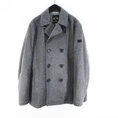 アルマーニエクスチェンジ A/X ARMANI EXCHANGE ミドル丈 ピーコート XL 灰系 グレー 中綿 毛 ウール ポケットのサムネイル