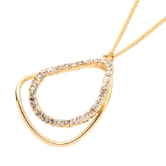 【ゴールド×ワンサイズ】[Cream dot. クリームドット公式] ネックレス レディース  ロング 金属アレルギー ニッケルフリー オーバル チェーン キュービックジルコニア ひねり ドロップ 大人 上品 エレガント シンプル 