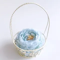 サーバーバスケット ミニ リングピロー完成品 青いお花 サムシングブルー ワイヤー製カゴ かご型