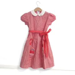 ファミリア シャツワンピース 半袖 ギンガムチェック トップス キッズ 女の子用 120サイズ レッド×ホワイト Familiar 【中古】