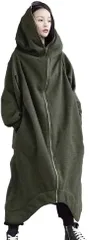 1/2plus ニブンノイチプラス 大人 ゆったり コクーン フード グランド ミリタリー コート レディース( カーキ,  M)
