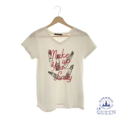 ☆美品☆ INGNI イング トップス Tシャツ Vネック 半袖 プリント レディース ホワイト M 901-1574 送料無料 古着