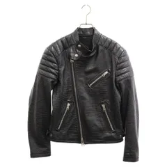 TOM FORD (トムフォード) TFL624 クロコ型押しダブルライダースジャケット ブラックのサムネイル