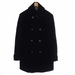 バーバリーブラックレーベル BURBERRY BLACK LABEL ベロア ピーコート Pコート アウター ミドル丈 裏地ノバチェック M 黒 ブラック /KHのサムネイル